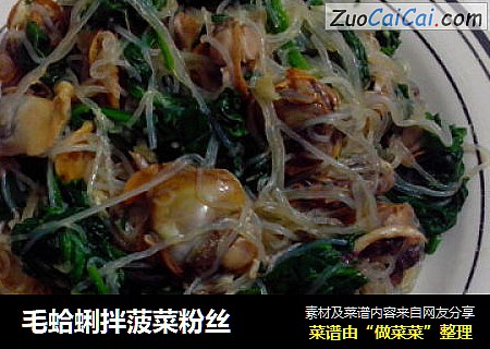 毛蛤蜊拌菠菜粉丝