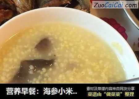 营养早餐：海参小米粥+油酥小咸鱼