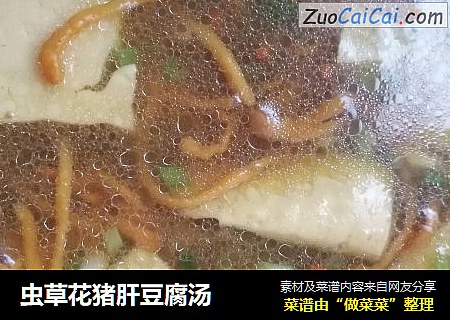 虫草花猪肝豆腐汤