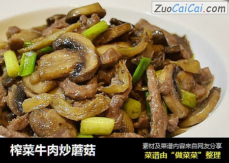 榨菜牛肉炒蘑菇