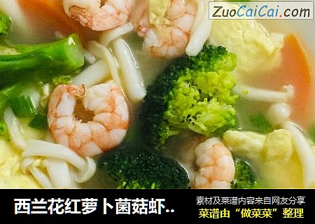 西蘭花紅蘿蔔菌菇蝦仁湯封面圖