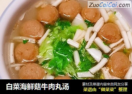 白菜海鲜菇牛肉丸汤